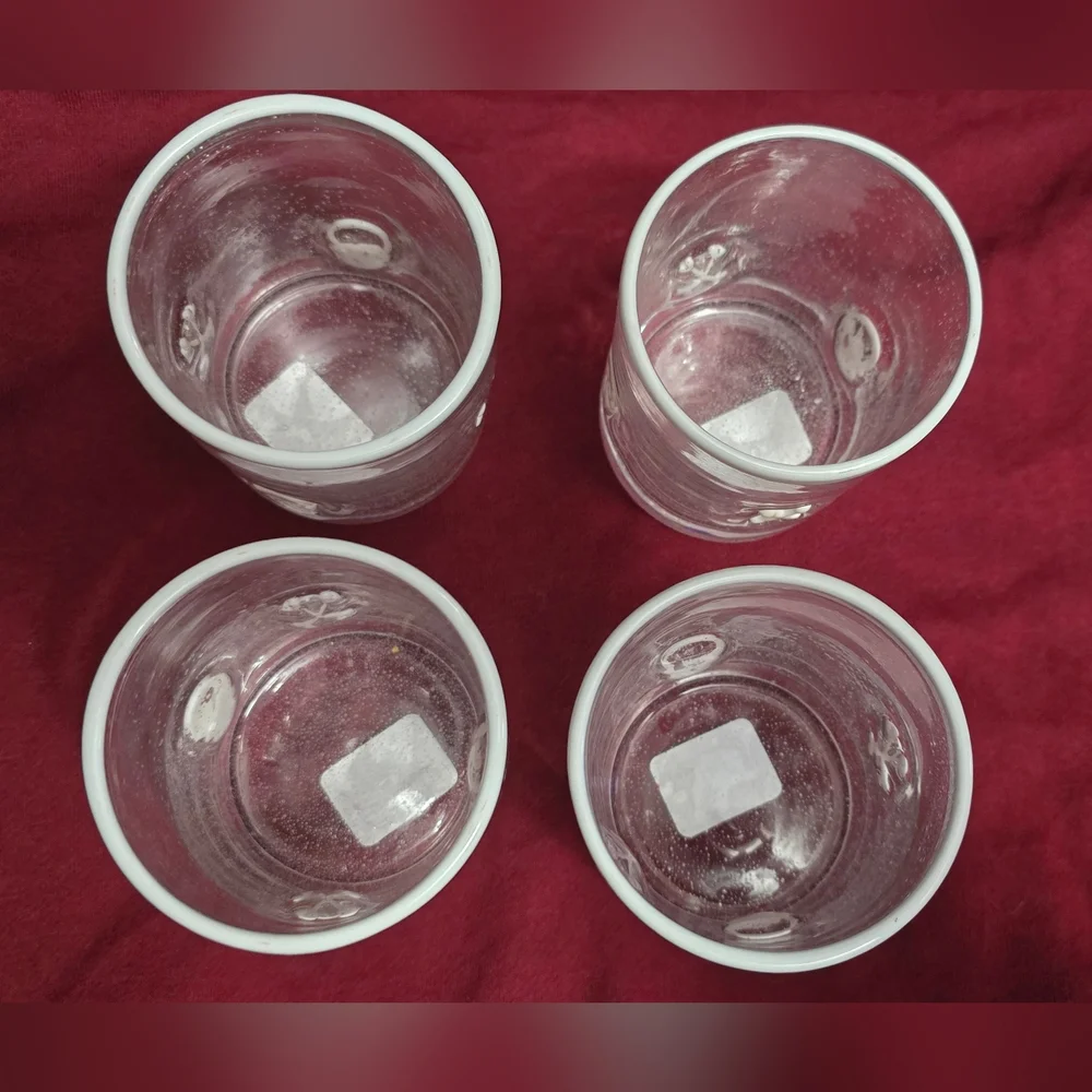 Pottery Barn Soda Lime Glass Icon Glasses 11oz Skull And Bones Skeleton Set Of 4
